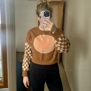 Smiley Checker Sweater